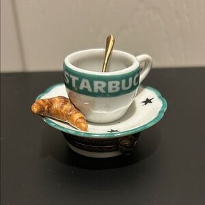Limoges Starbucks Teal and White Mini Espresso very rare